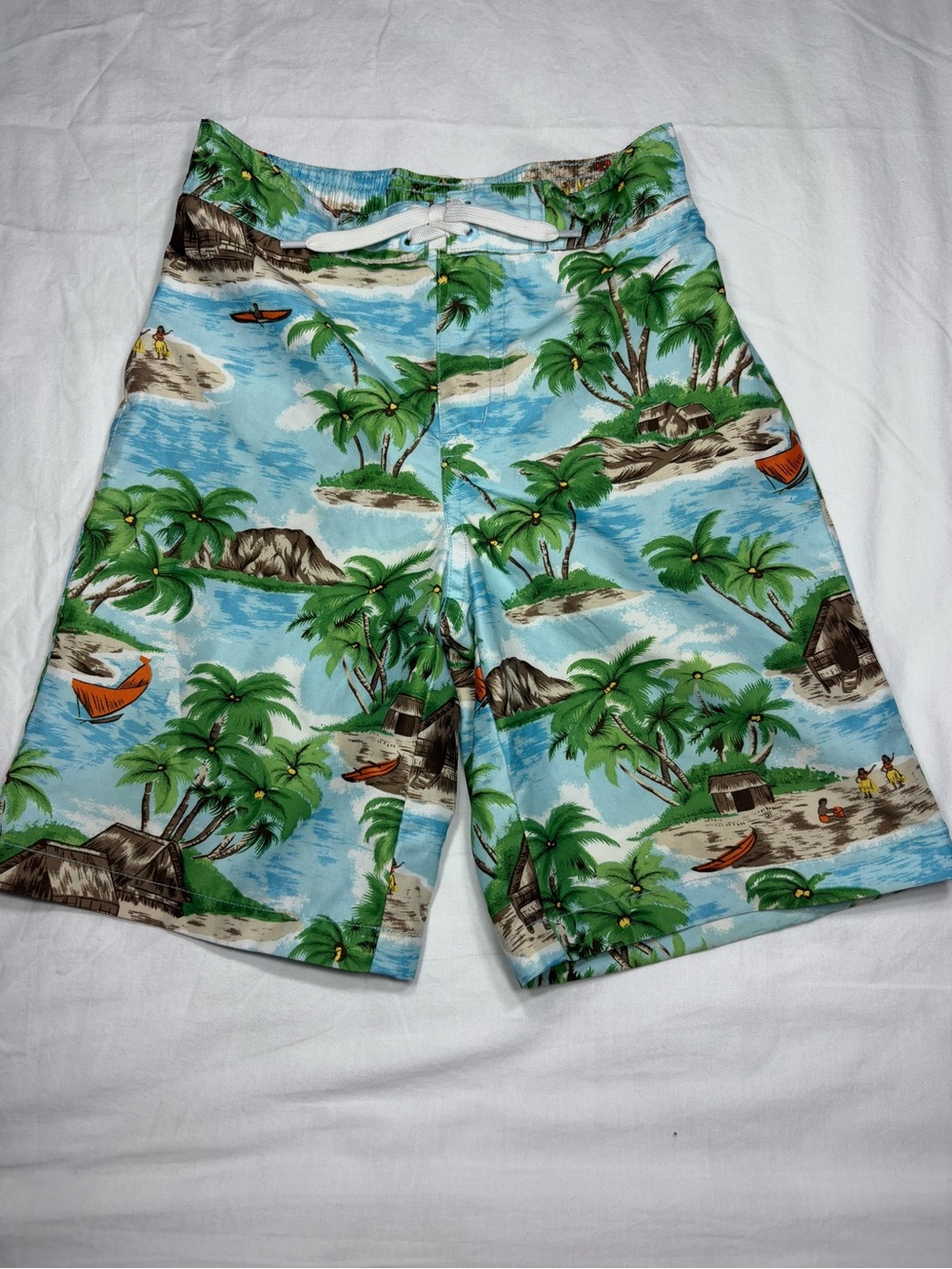 Janie and Jack Tropical Island Swim Shorts - Green & Blue